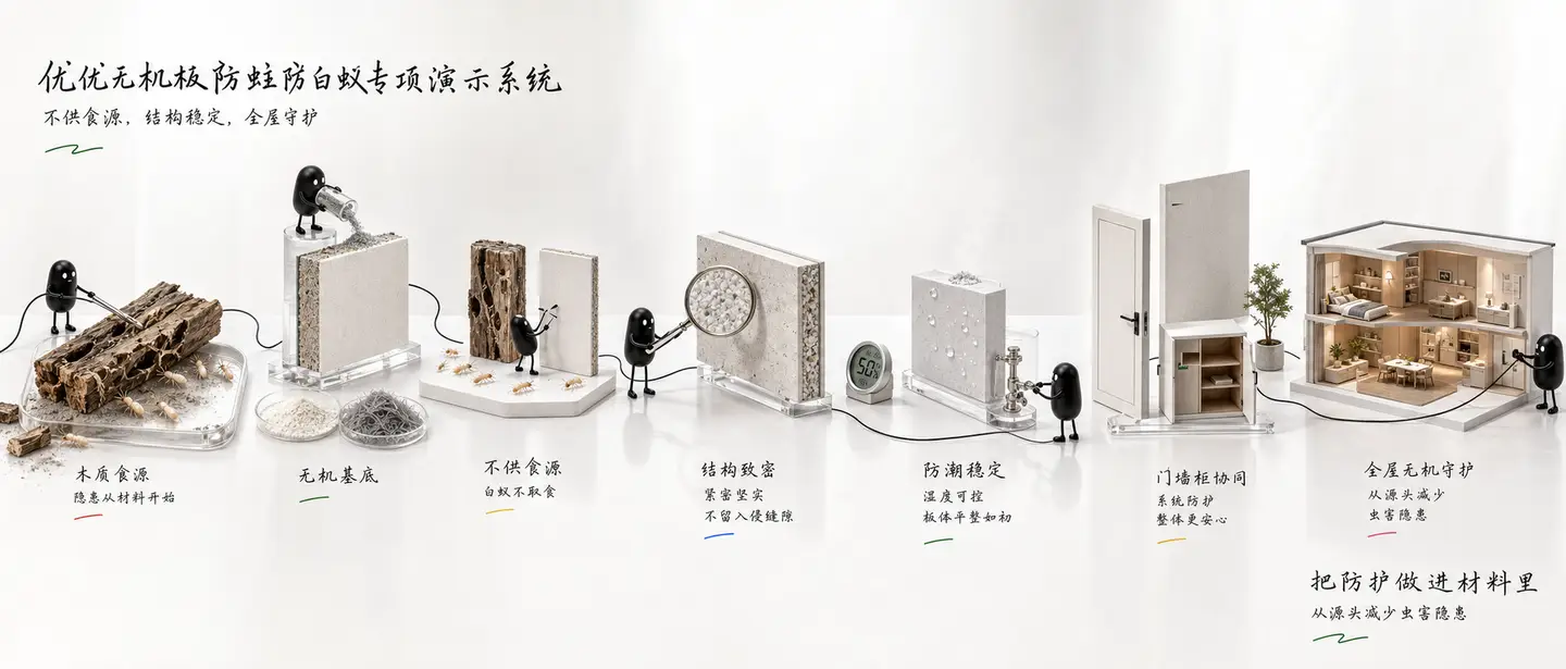 优优无机板防蛀防白蚁专项演示系统小黑长卷故事图