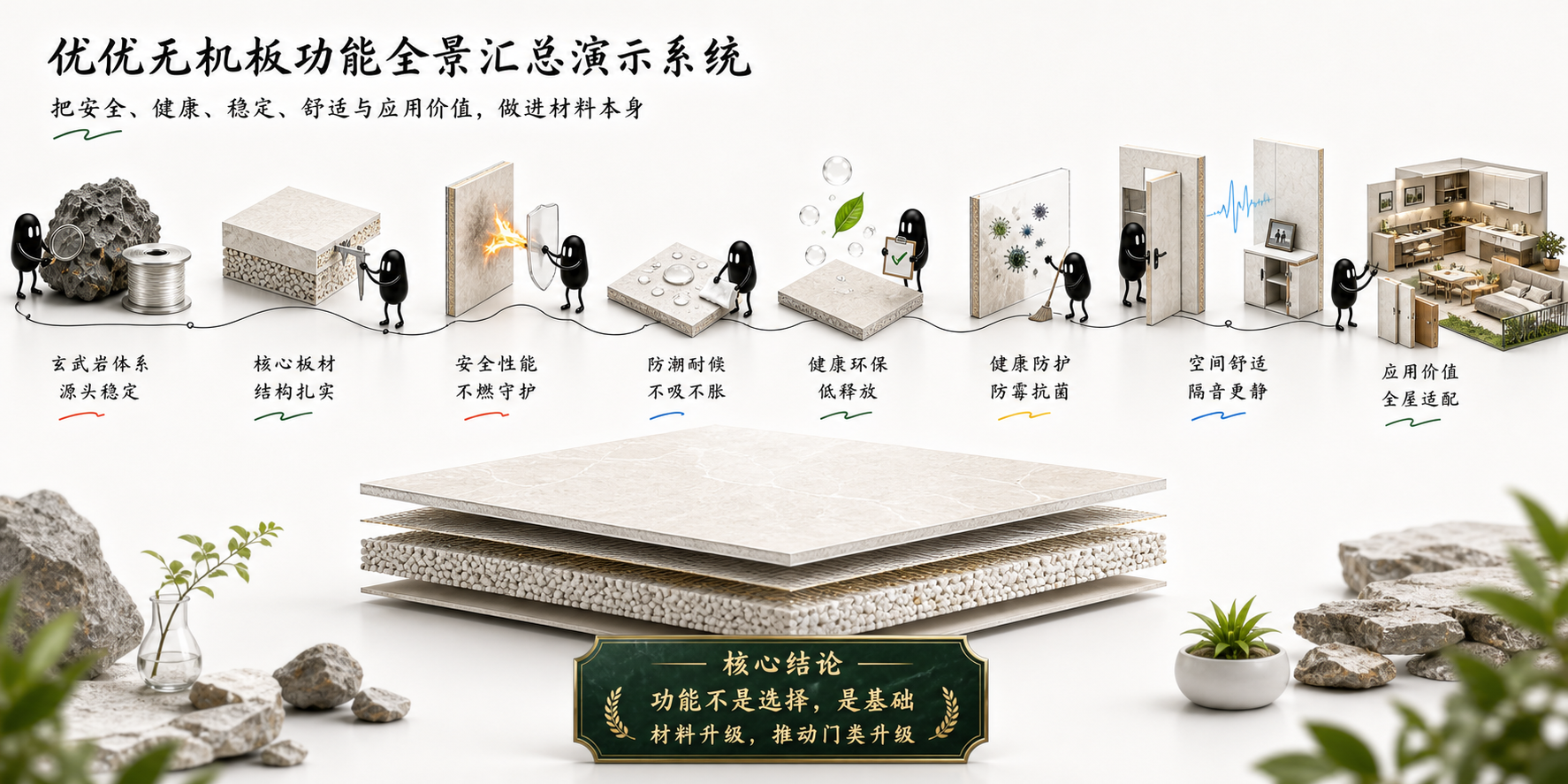 优优无机板功能全景汇总演示系统小黑长卷故事图